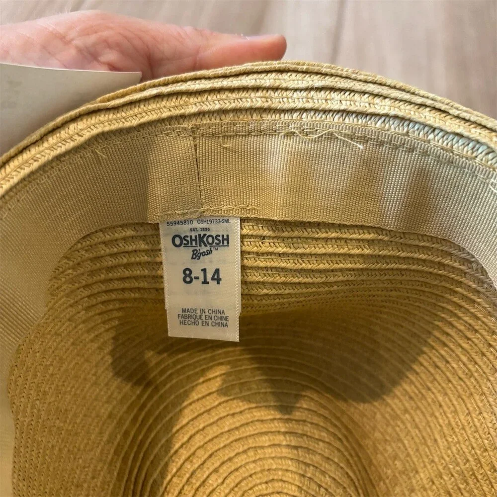 OshKosh B'gosh Fedora Hat Unisex Kids Tan Braided Band Size 8-10